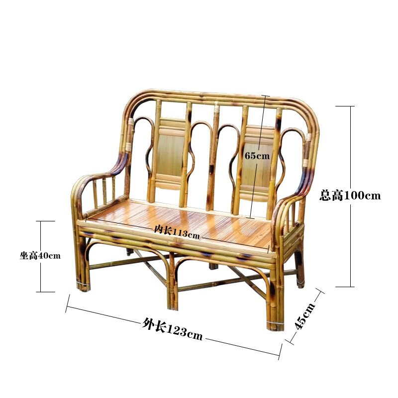 老式手工排椅 竹椅子排椅客厅老式手工靠背竹椅沙发长椅三人四人竹编