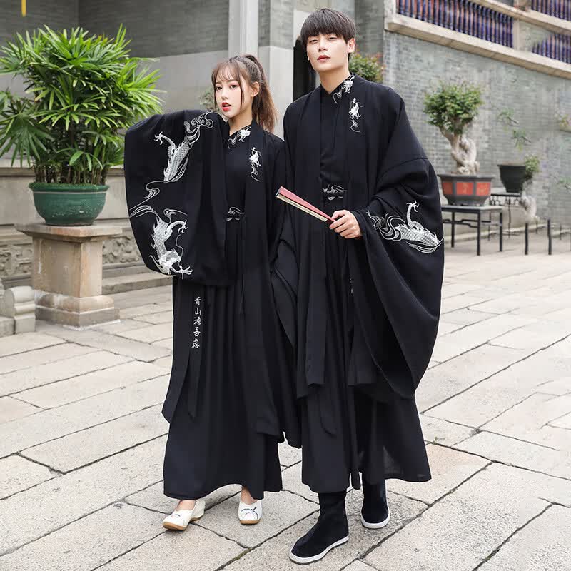 汉服男装古装长袍全套情侣魏晋风大袖衫古风龙纹刺绣暗黑系交领襦裙cp大码 内搭：上衣+下裙 XXXL高性价比高么？