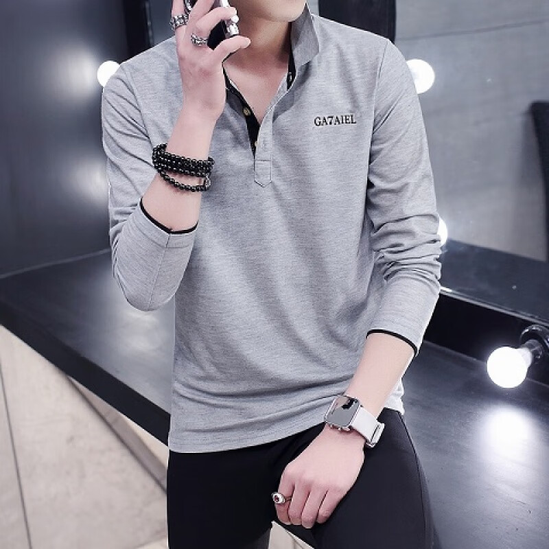 楠语秋(nanyuqiu)秋季男士t恤宽松嘻哈风中年30岁男人35打底衫38小衫