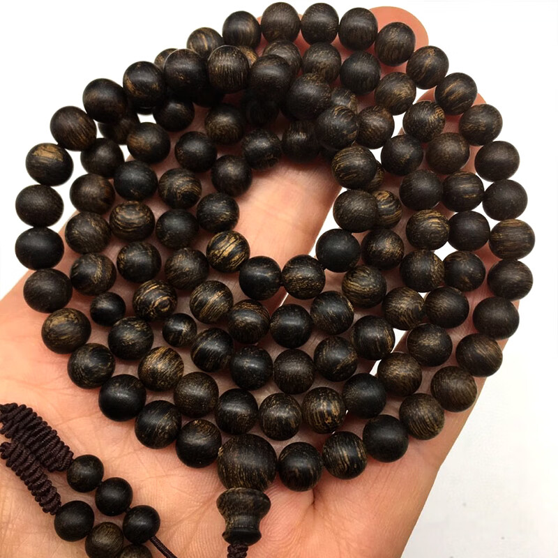 古珍 文莱沉香手串108颗佛珠念珠男女款手链5/6/7/8mm沉水级奇楠长辈