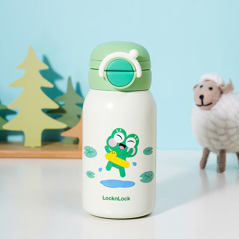 乐扣乐扣（LOCK&amp;LOCK）儿童保温杯316不锈钢吸管直饮大容量水壶学生便携杯子560ml 绿色