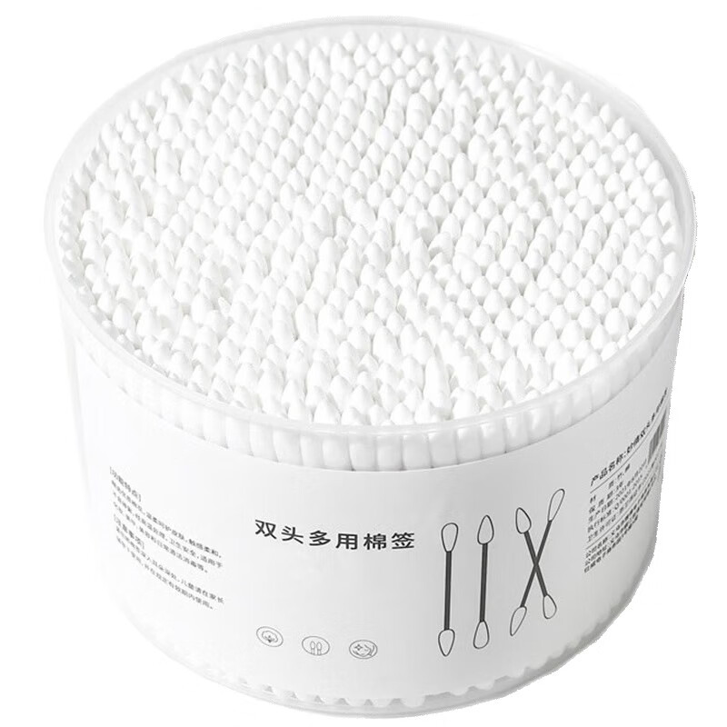 题夏 520支盒装化妆棉签掏耳朵棉棒木棒竹棒棉签棒不掉毛美容棉花棒 （圆头+螺旋头）竹棒520支