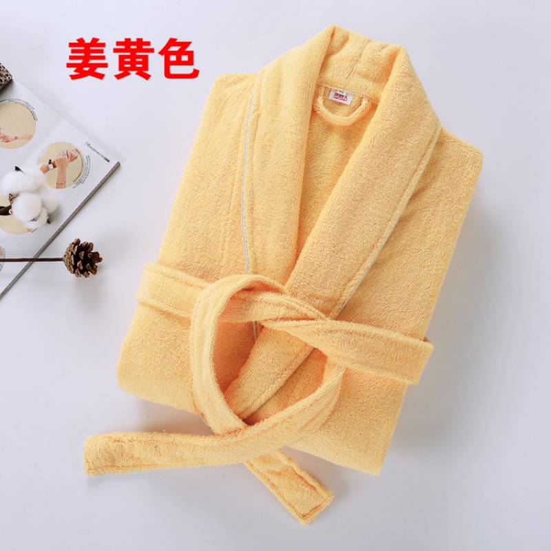 纯棉毛巾料浴衣中厚春夏秋男女吸水速干长款毛圈透气全棉酒店女大加长