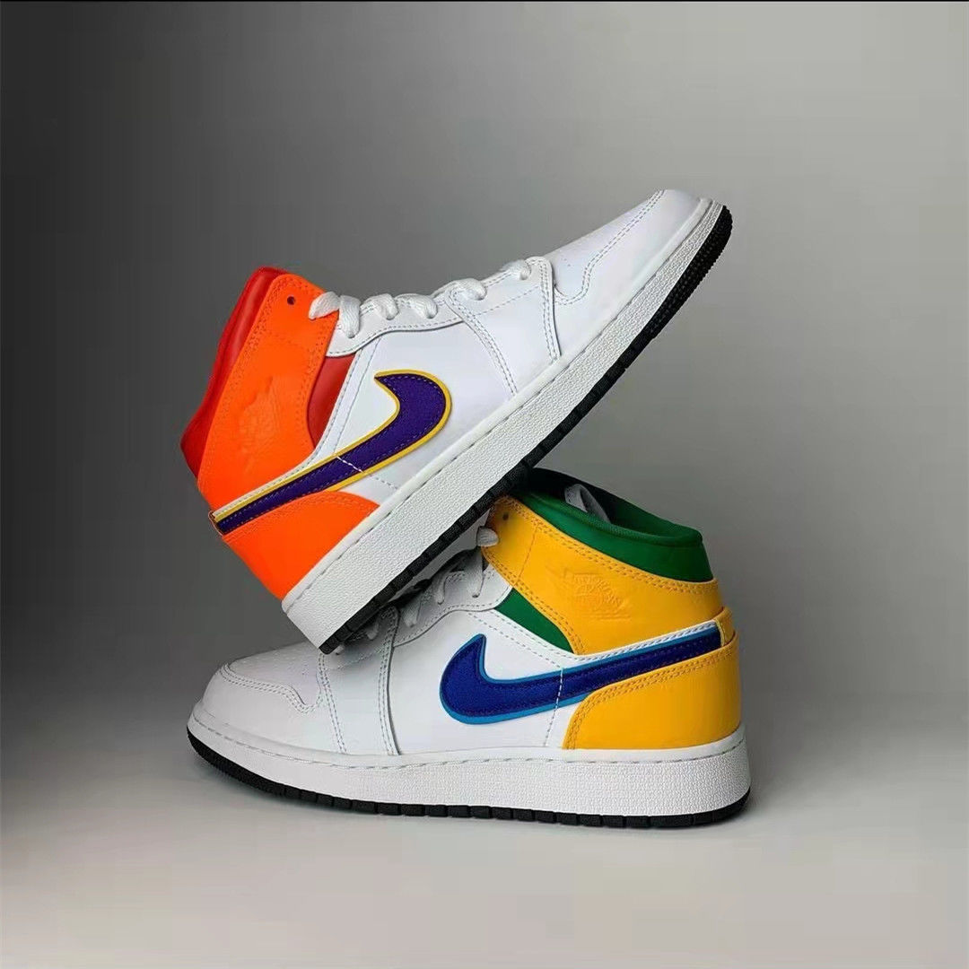 nike耐克aj 乔1 1四色糖果鸳鸯白黄橙绿篮球鞋中帮男女运动554725128