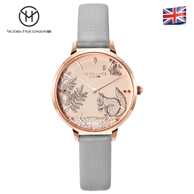 VICTORIA HYDE 女士手表森林童话公主风vh女表卡通学生个性石英腕表维多利亚海德送女生礼物 灰色VH1047F