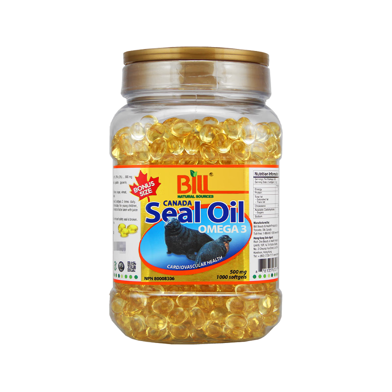 康加美 加美科研製藥北極格陵蘭海豹油膠囊 Omega-3凈化心腦血管 降脂調(diào)節(jié)三高防堵塞 加拿大海豹油高純軟膠囊1000粒