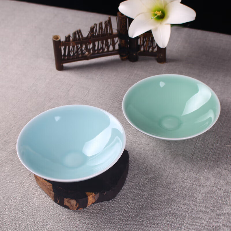 囤柒酒碗仿古粗陶精品龙泉青瓷餐具日式陶瓷仿古米饭碗 斗笠碗 拉面碗
