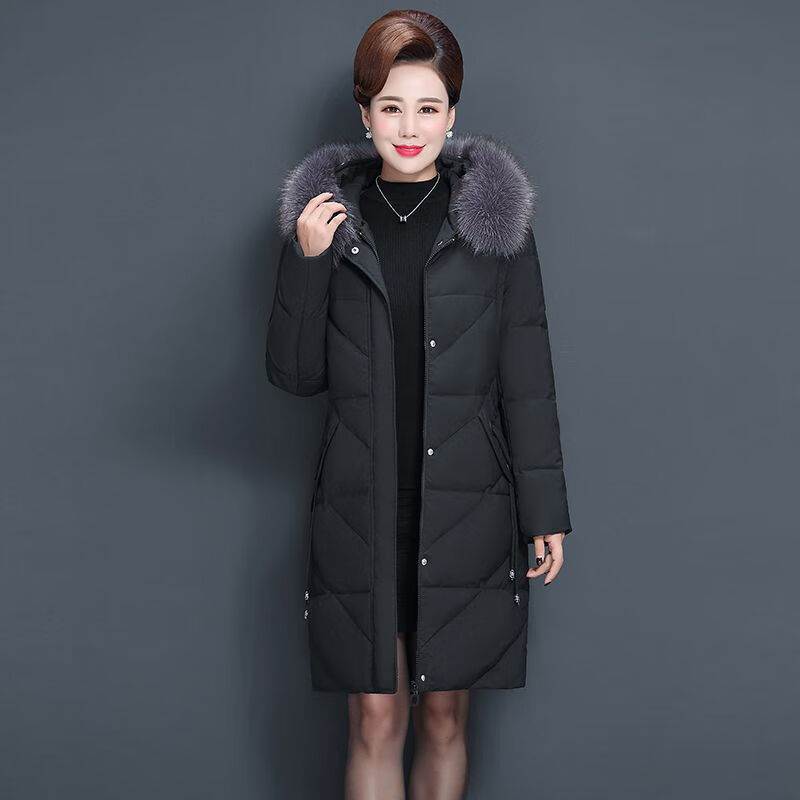 韩澜歆 40岁50女冬季衣服中长款袄子穿210斤冬装外套新款棉衣女中长款