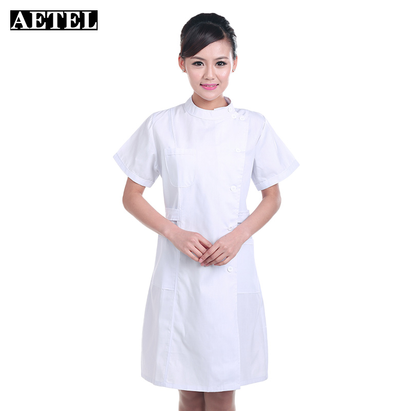 大褂护士服牙医制服实验服美容院服装可现做logo ygc圆领 短袖白色 xl