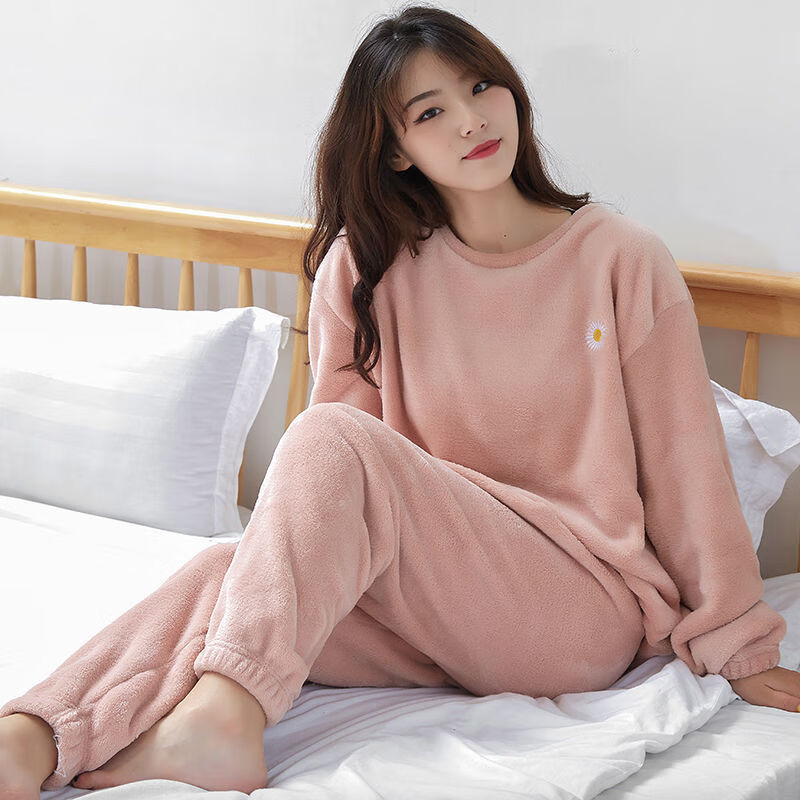游游源源冬天穿的睡衣女款加厚毛毛绒学生大码睡衣女秋冬新款珊瑚绒