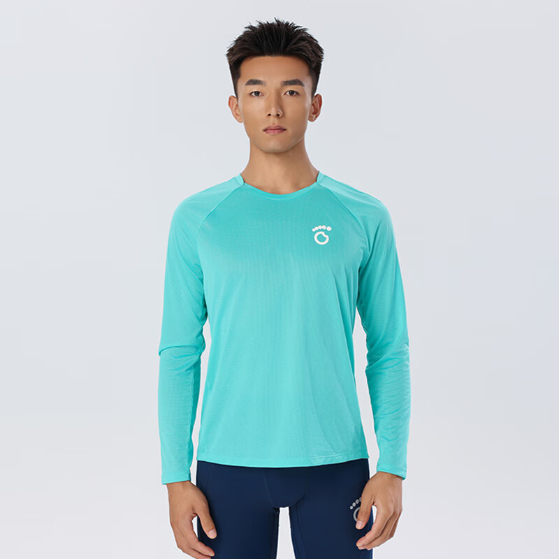 马孔多（macondo）长袖T恤7代春夏款 24年新款男女跑步训练运动休闲 吸湿速干t恤 青蓝绿-男 3XL 男款