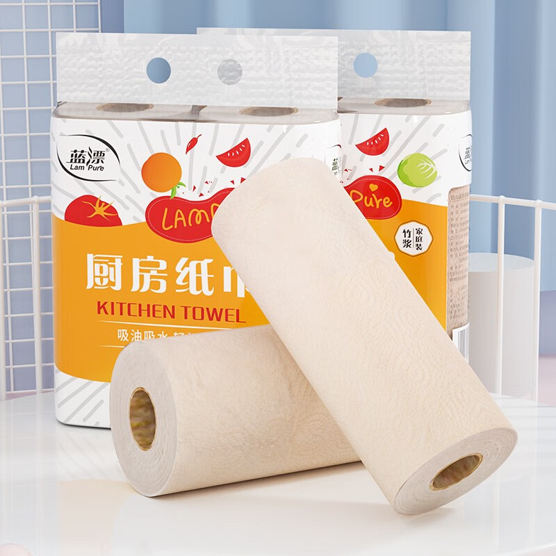 蓝漂（Lam pure）厨房用纸卷筒式厨房纸巾吸水吸油纸卫生纸 4卷（210mm*220mm）
