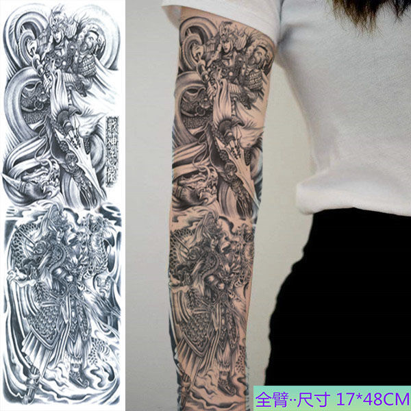 纹身贴洗不掉赵云子龙全臂纹身贴防水男女赵子龙大花臂仿真刺青纹身贴