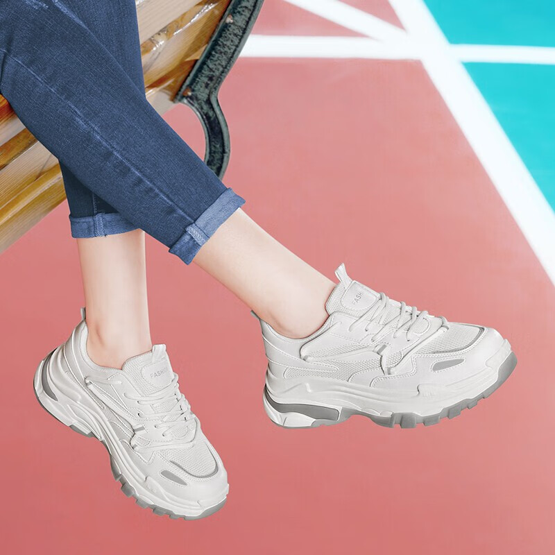 休闲鞋女秋季新款女鞋透气运动鞋女老爹鞋时尚女士旅游鞋厚底松糕鞋女