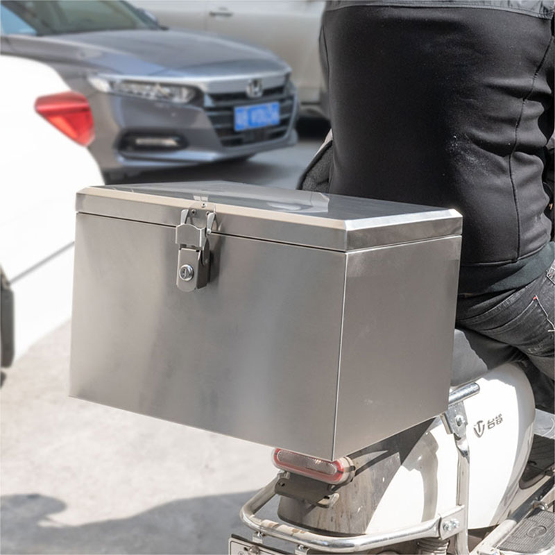 摩托车储物箱保温尾箱电动车后备箱304不锈钢加厚通用外卖电瓶车储物