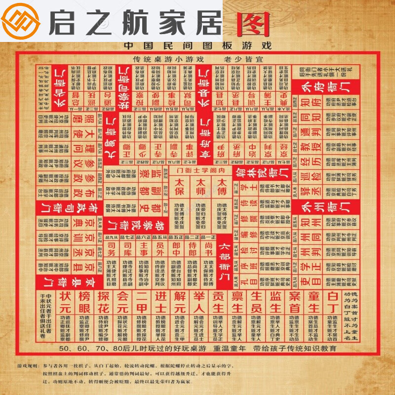 兑树升官图 升官图游戏/传统桌游/聚会/娱乐并能增长知识/防水款(无