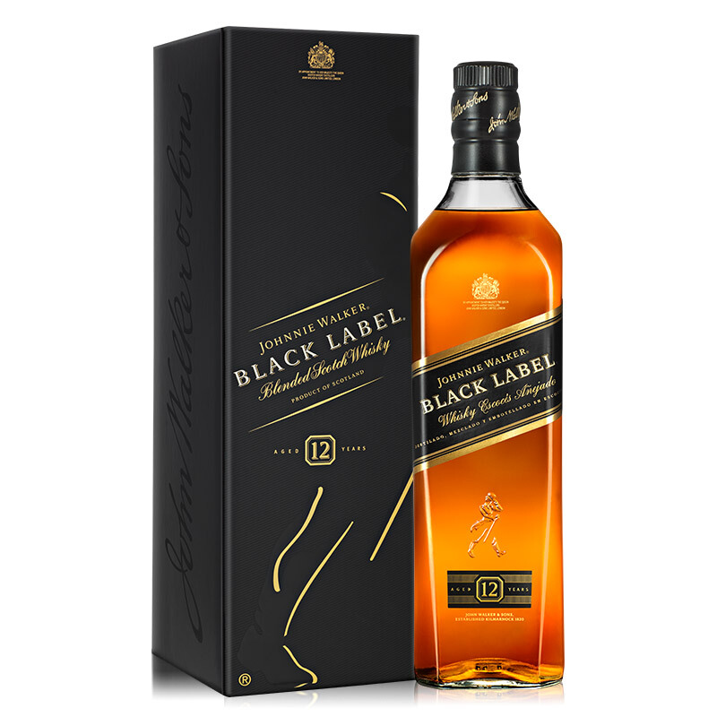 尊尼获加(JohnnieWalker)洋酒黑方黑牌苏格兰进口威士忌700ml