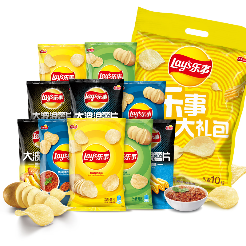 乐事薯片 零食网红食品办公室休闲小吃 【共10袋】黄瓜*3 红烩*3 原味