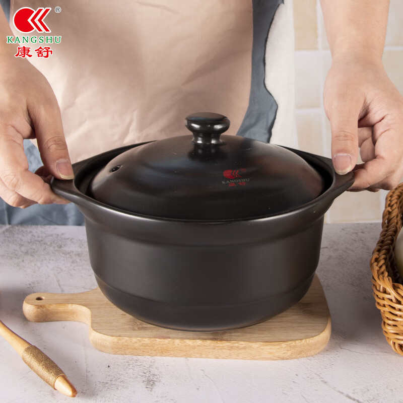 中式家用黑砂锅宽口大容量煲汤炖锅耐高温干烧不裂防糊底沙锅 1L 1点3l9黑瓷煲适合1-2人3L