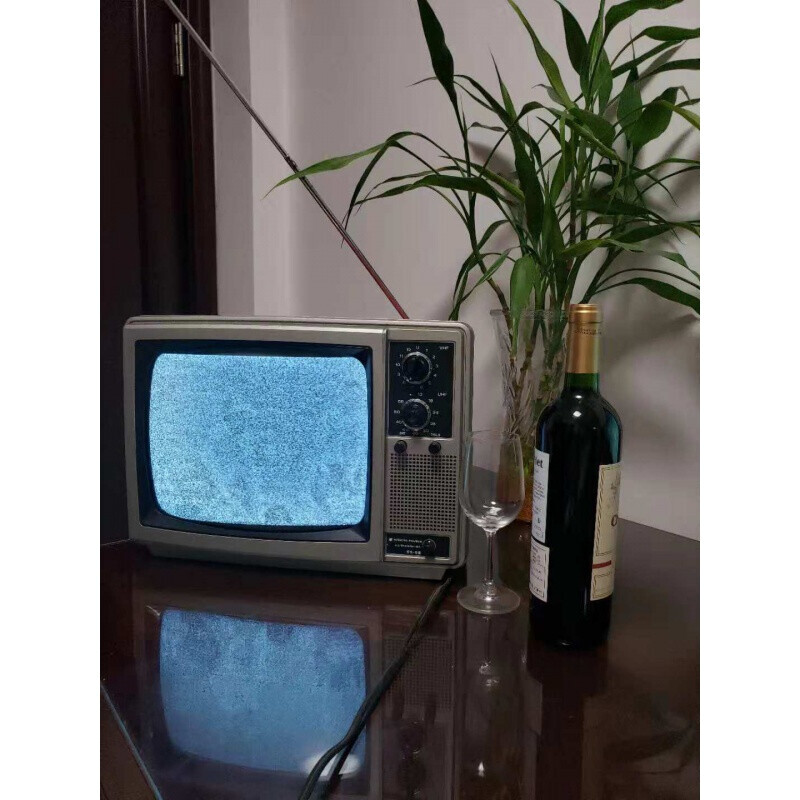 老式电视老式黑白电视机怀旧复古影视道具摆件古董老 12寸有亮雪花无