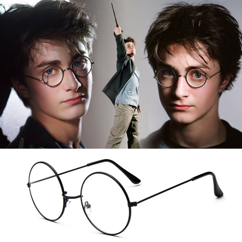 眼镜男哈利波特同款复古大框圆形眼镜框金属韩版框架镜平光镜潮眼镜架 黑色