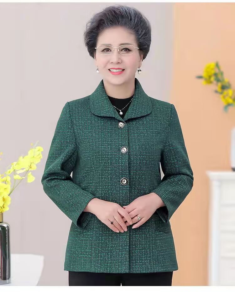 菲洛曼胖老太太春秋衣服妈妈装外套中老年人女装长袖短款夹克新款