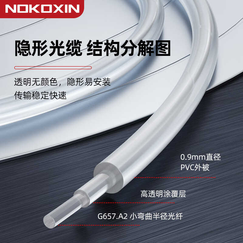 诺可信(Nokoxin)隐形光缆隐形光纤全屋室内光纤跳线SC-SC 透明单模单芯微型光缆光猫延长线无人机 SC-SC 25米