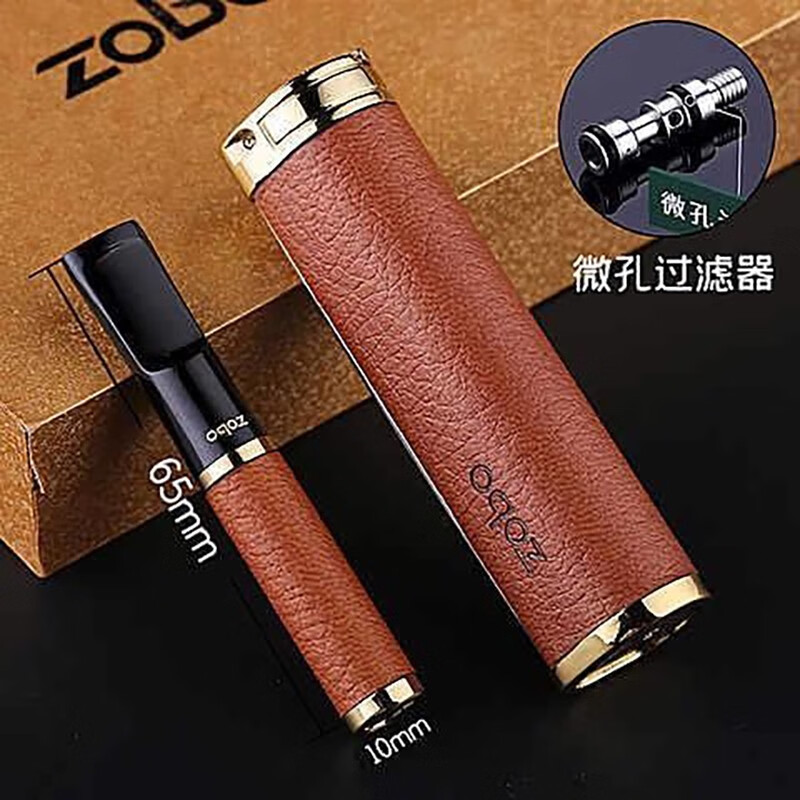 正牌（ZOBO）循环型烟嘴过滤器可清洗过滤烟嘴男女士香烟过滤嘴粗中细三用烟具 棕皮纹（粗中细三用过滤烟嘴）