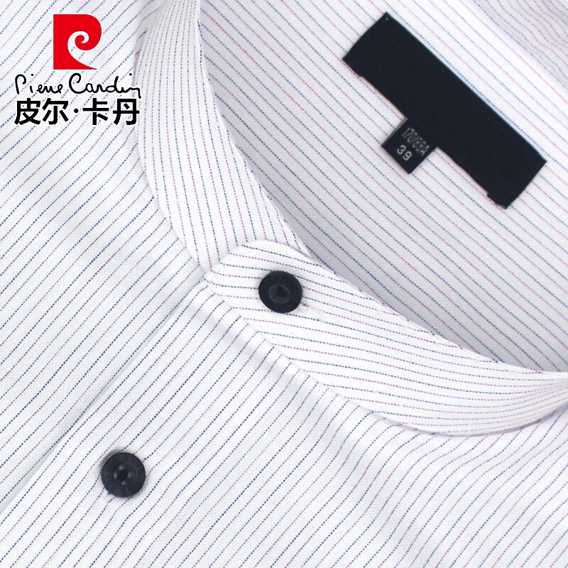 皮尔卡丹品牌高档男装 立领男衬衫条纹春秋款免烫立领圆领衬衣男长袖