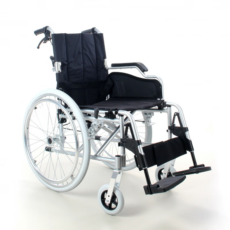 铝合金折叠轻便轮椅残疾人轮椅后翻扶手拆卸脚踏超窄轮椅 黑色