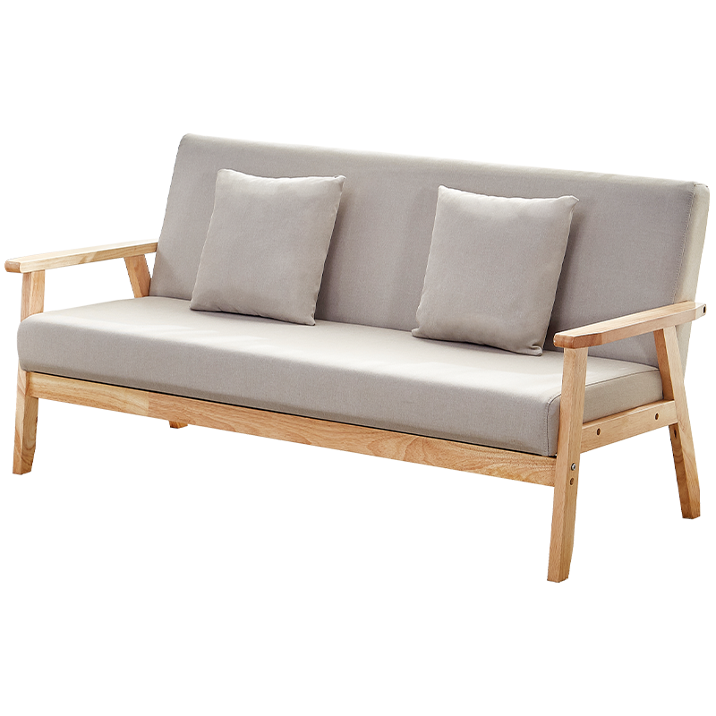 景彩 沙发客厅小户型沙发单人实木沙发三人沙发休闲沙发椅JC001浅灰色 三人位沙发(抱枕3个）55659130136