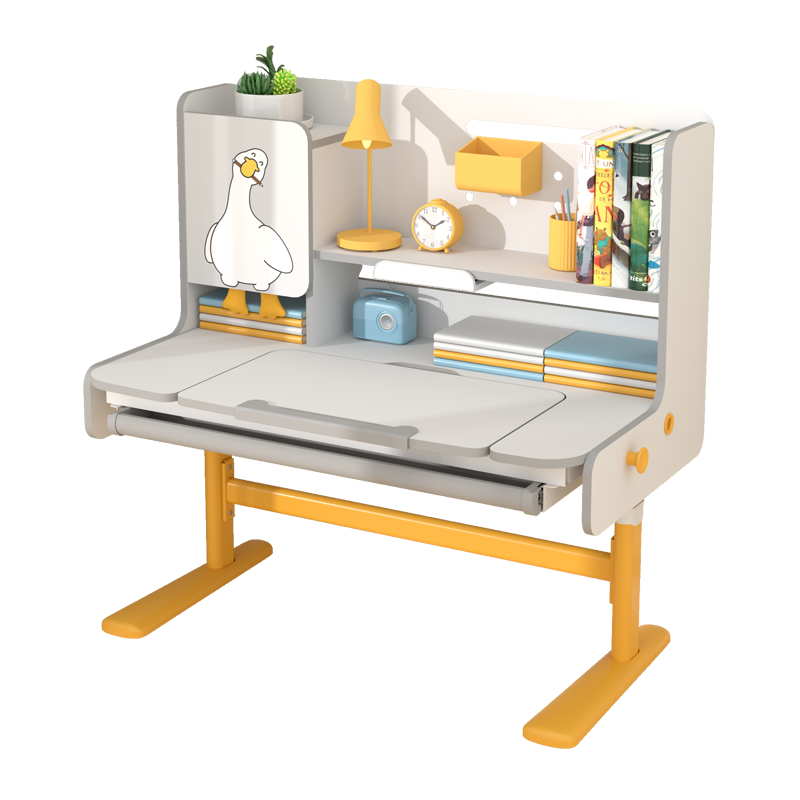 得力 deli 儿童学习桌 儿童书桌 小学生写字桌 可升降桌椅套装 噔噔鸭 112cm套装