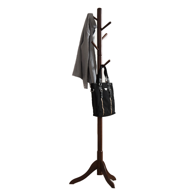 越茂 进口实木衣帽架 落地衣架 卧室现代简约挂衣架木衣服架 圆盘款-橡胶木-蜜糖色