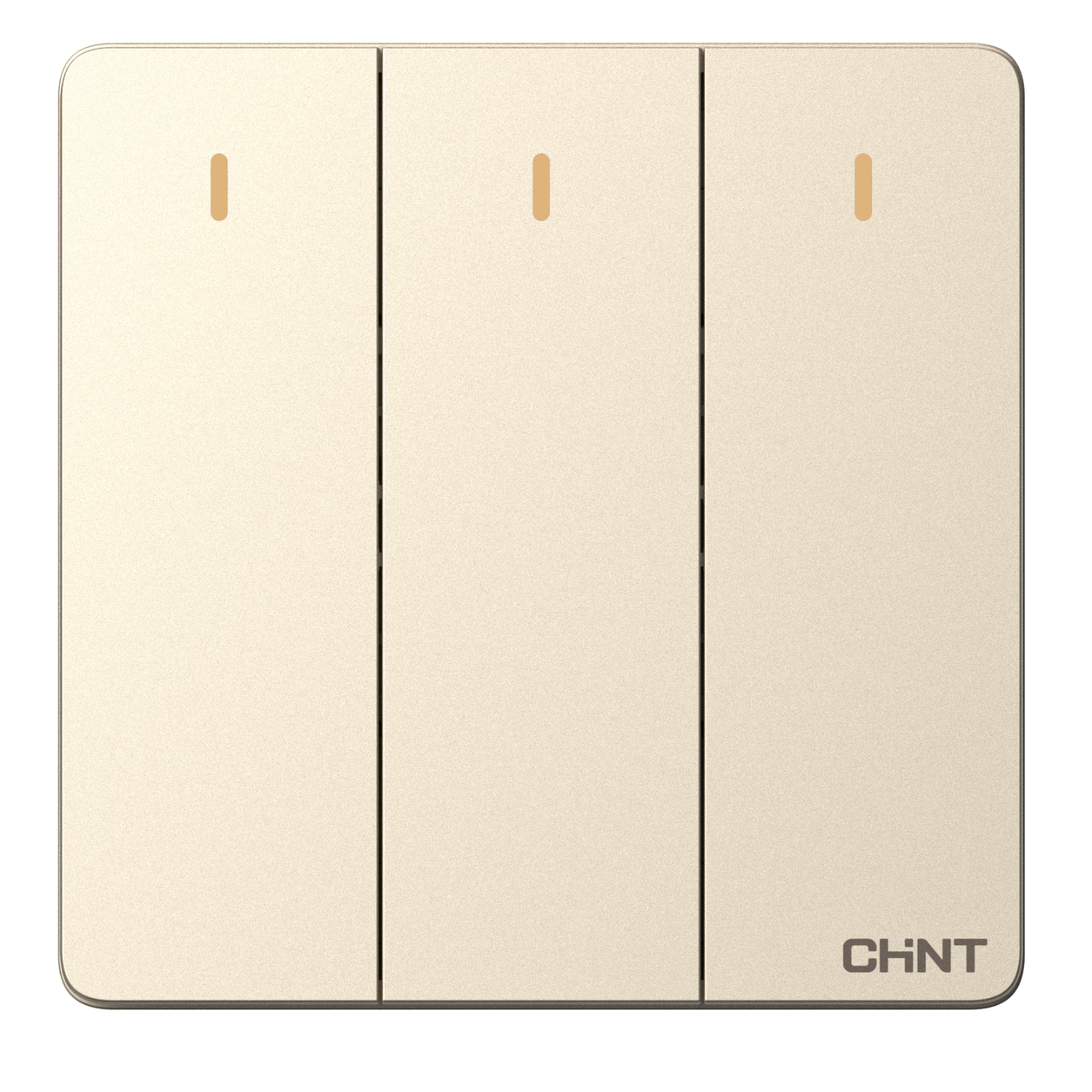 正泰（CHNT）開關(guān)插座6C 家用86型暗裝斜五孔插座帶USB插座面板無框大板香檳金 三開雙控