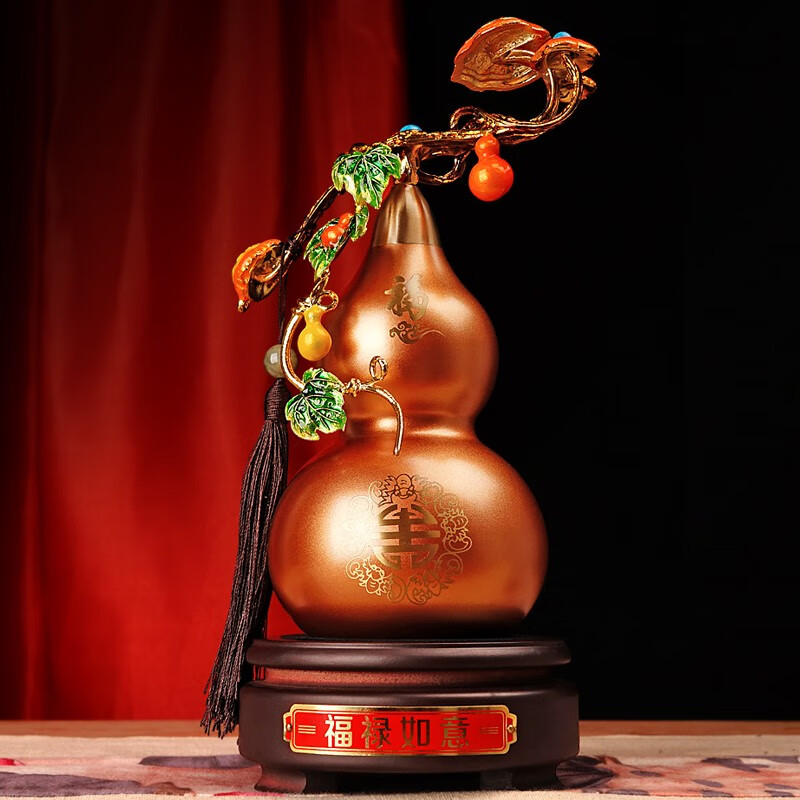 悦鸿铜葫芦如意工艺品新房客厅玄关电视柜酒柜装饰品乔迁新居入伙礼品