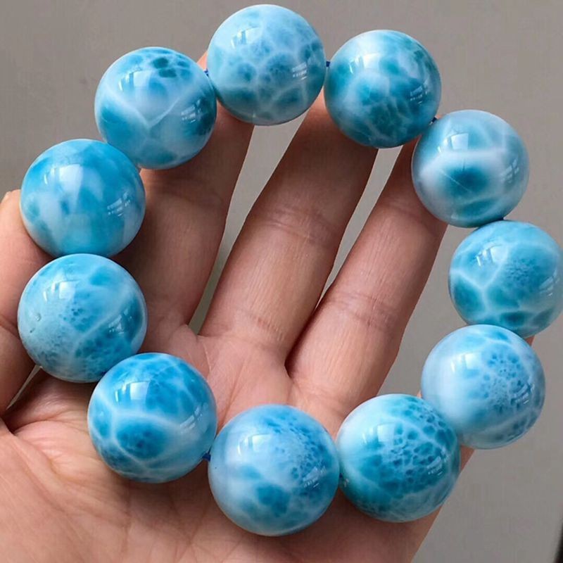 诺源珠宝 天然满归纹海纹石手链 拉利玛宝石 多米尼加海纹石手链