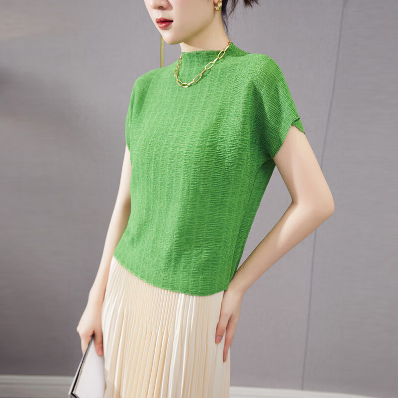 isseymiyake三宅一生衣服女装设计感上衣女气质高领宽松百搭短袖t恤女