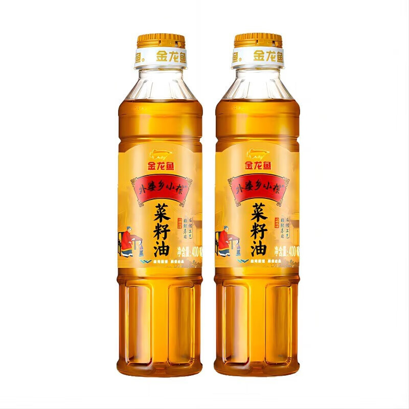 金龙鱼外婆乡小榨菜籽油传统现榨随机发 400ML 小瓶装家用宿舍食用油 2瓶