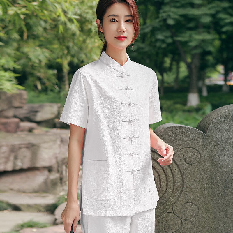 葛诺中医推拿工作服中医养生馆头疗师工作服女中式正骨康复理疗 白色