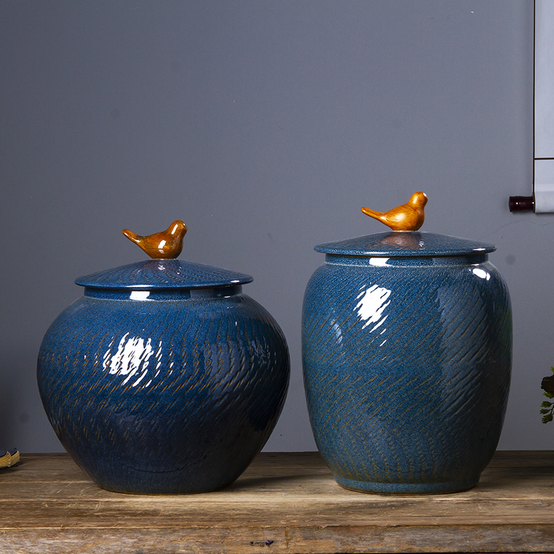 御梦瓷轩 陶瓷器米桶米缸防潮防虫密封20斤30斤家用带盖水缸腌菜杂粮