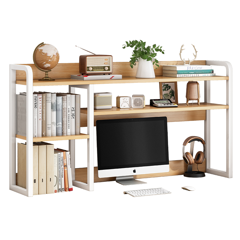 瑞象  桌上书架置物架书桌收纳架子简易电脑桌子小型多层办公桌层架桌面架 75x20x70cm深胡桃色+黑架