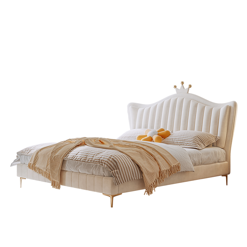 吉与 床 皇冠布艺床轻奢现代简约主卧室大床双人婚床网红ins科技布床 YJ179科技绒/标准版排骨架床 1500mm*2000mm  组装式架子床