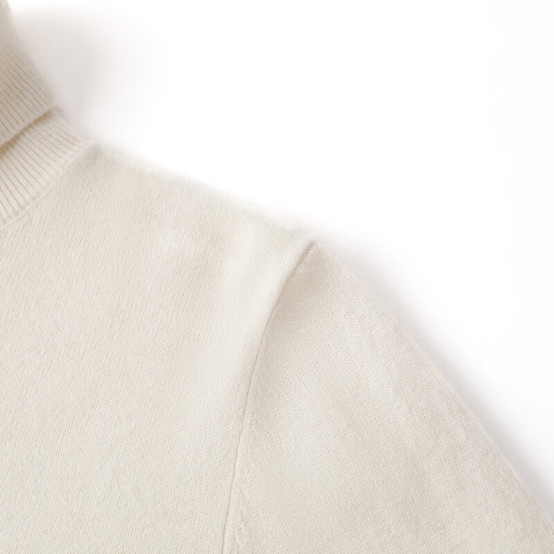 恒源祥高领羊毛衫女秋冬季新款两翻领套头纯色毛衣内搭打底衫针织衫女 珍珠白 S /160/84A