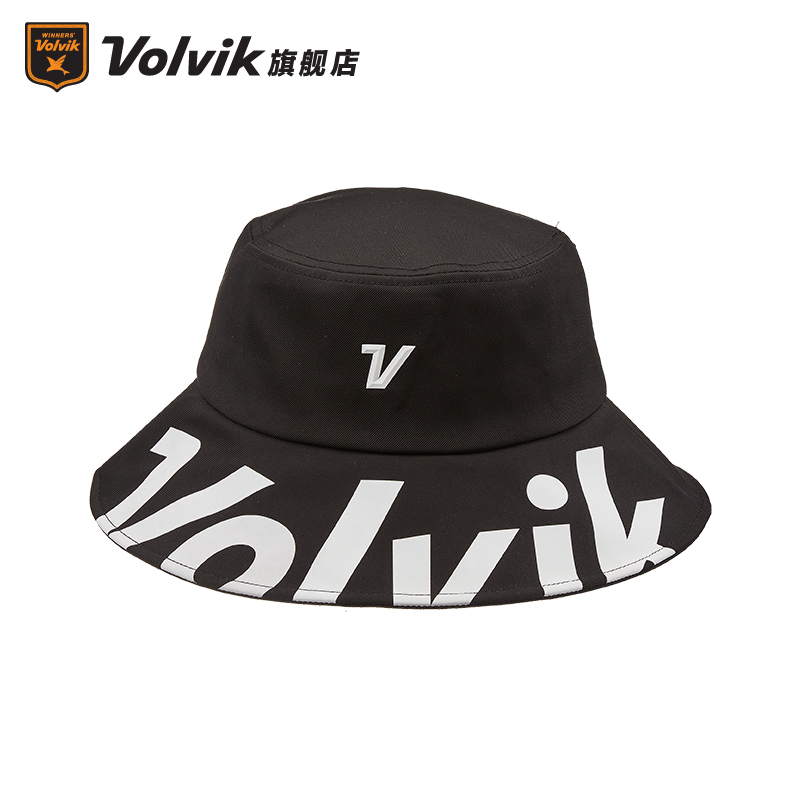 Volvik高尔夫球帽渔夫帽大logo运动帽套头帽 黑色