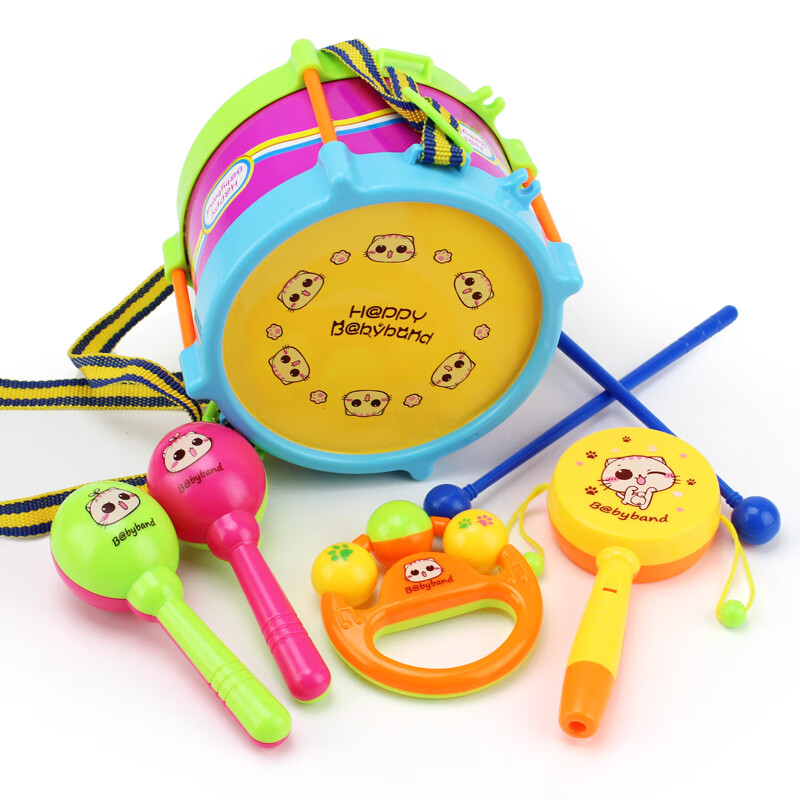 儿童玩具宝宝0-1岁手拍鼓拨浪鼓摇铃五件套音乐拍拍鼓早教婴儿