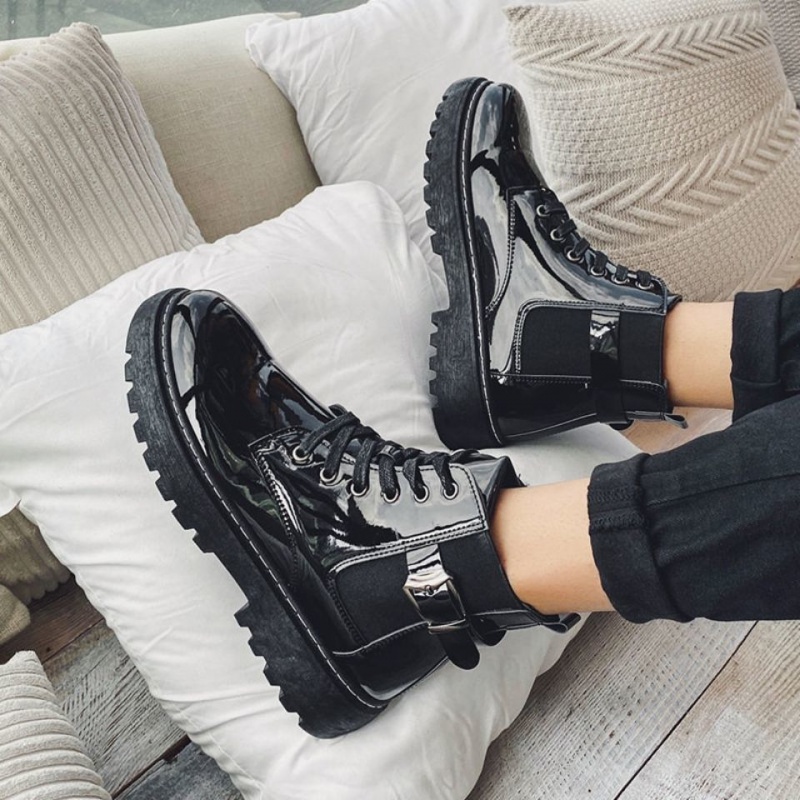 度夏季新款厚底马丁靴男韩版潮流学生百搭高帮皮鞋男中帮防水短靴子