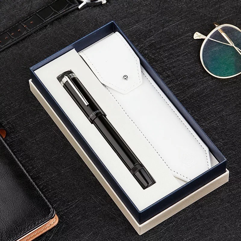 英雄(hero)钢笔创意螺旋伸缩10k金笔尖个性商务墨水笔h718 黑色