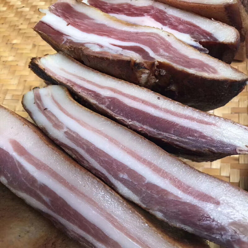 湖北腊肉土特产宜昌土猪肉农家自制烟熏恩施咸肉500g 腊五花一斤