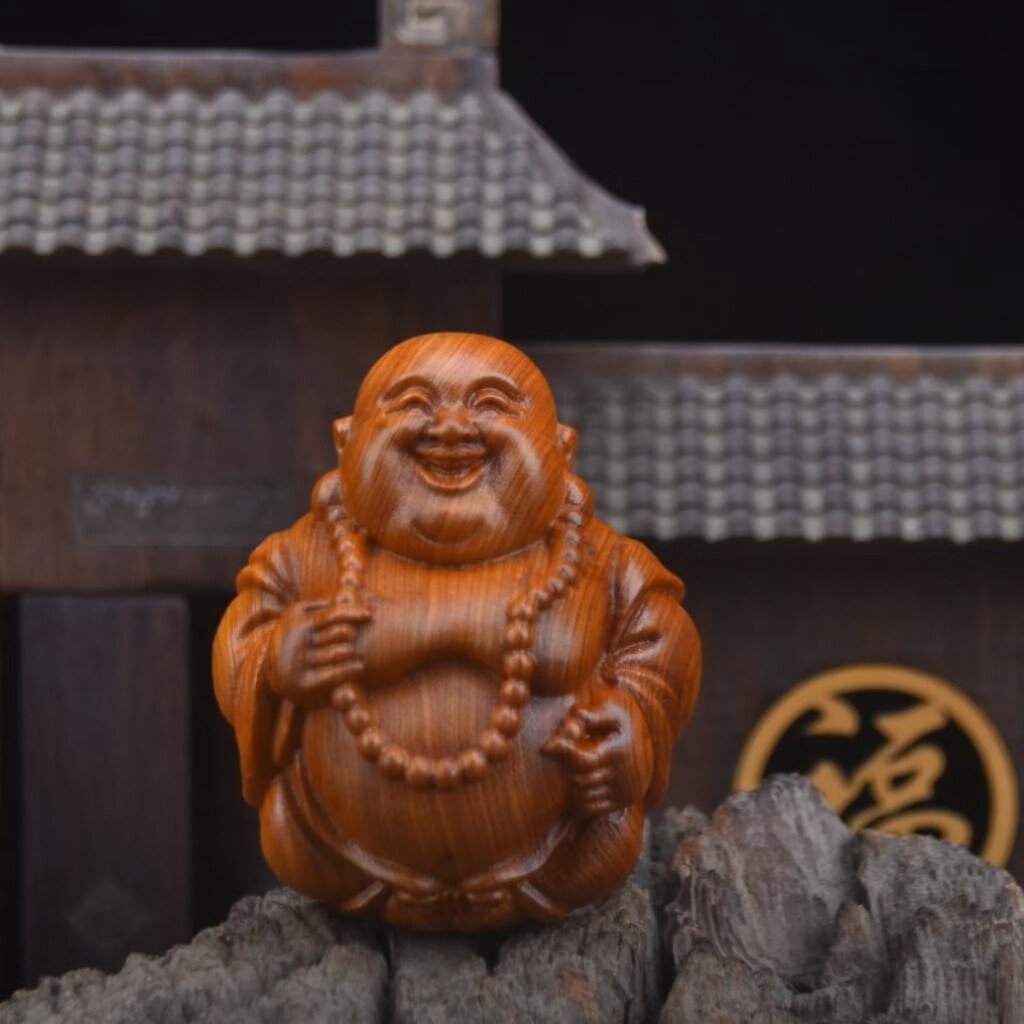 小木缘生太行崖柏弥勒佛文玩手把件木雕大肚笑佛佛公摆件居家陈化老料