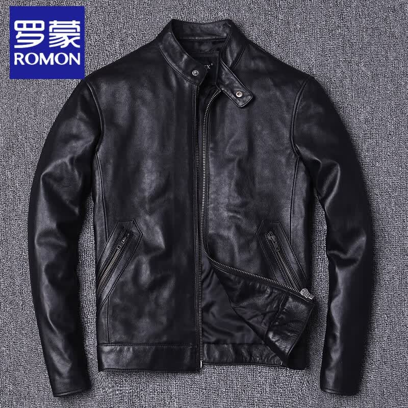 罗蒙（ROMON）真皮皮衣男2023秋冬新款头层牛皮机车皮夹克立领短款休闲外套 黑色羊皮 2XL属于什么档次？